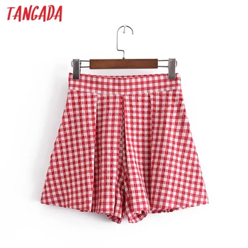 Tangada 2021 Femei Carouri Roșii de Imprimare Fuste pantaloni Scurți Faldas Mujer Fermoar Stil francez de sex Feminin Mini pantaloni Scurți 3H293