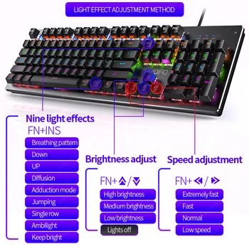 Tastatură mecanică Panou Rotund/Pătrat Retro Typewrit Keycap cu iluminare din spate cu Fir Negru/Albastru/Maro Comuta Tastatură de Gaming pentru PC, Laptop