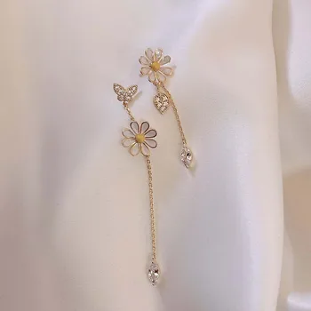Timp Fluture Cercei Floare Formă De Undă Asimetrice Daisy Cercei Femei Cercei Moda Bijuterii