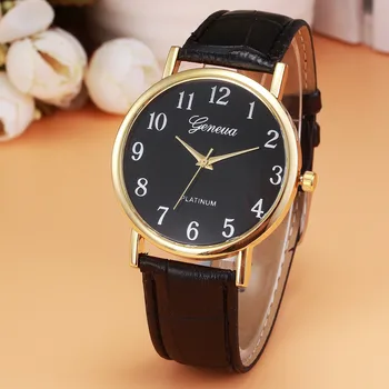 Top Stil de Moda de Lux pentru Femei din Piele Trupa Cuarț Analogice Încheietura Ceas de Aur Doamnelor Ceas Femei Rochie Reloj Mujer Negru Ceas