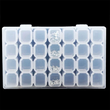 Transparent 28 Compartimente Transparente Cutie de Depozitare din Plastic Cutii de Diamant Instrumente de Pictură Containere de Depozitare Piese Mici 35ED