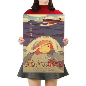 Trendy Anime Japonez Hayao Miyazaki Epocă Postere Kraft Hârtie Autocolant DIY Acasă Decorative Bar Cafenea Decor Cadou Picturi murale