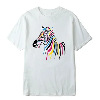 Tricou femei Zebra print T-shirt de Desene animate Harajuku cu mânecă scurtă casual grafic T-shirt, O-neck top T-shirt Femei