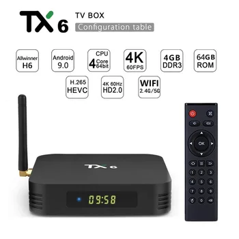 TX6 Android 9.0 TV BOX rețea set-top box 4 + 64G cu Bluetooth dual-screen WIFI USB3.0 noi