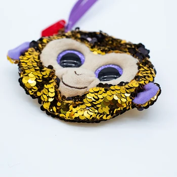Ty Beanie Ochii Mari Reversibile Sequin De Pachete Față De Maimuță Strălucitoare Moale De Pluș Umplute Păpușă Jucărie De Copil Ziua De Nastere Cadou De Crăciun