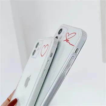 USLION Desene animate Inima de Dragoste Model Transparent Telefon Acoperă Pentru iPhone 12 Pro 11 Pro Max X XR XS Max 7 8 7Plus Silicon Moale Cazuri