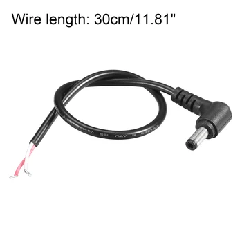 Uxcell DC Putere 5.5 mm x 2.5 mm 4A 30cm Lungime Butoi de sex Masculin Plug Unghi Drept Cablu Conector de Cablu Pigtail