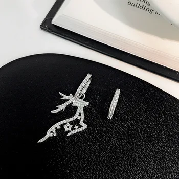 V-509 moda desene animate micro-zircon incrustate elan asimetrice cercei dulce cerb cercei cercel de sex feminin