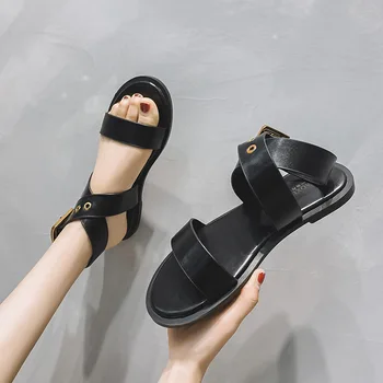 Vara 2020 Moda PU plat femeie sandale Non-Alunecare Talpă Moale Confortabil femei Sandale de Plajă în aer liber catarama femei papuci