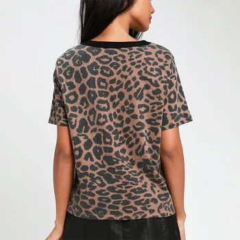 Vara Leopard Tricou Femei De Moda O Gatului Maneci Scurte Plus Dimensiune Femei Vrac Casual Doamnelor Tee Topuri Mujer Camisetas 2021