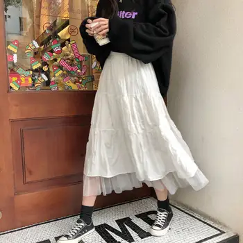 Vara noi coreeană stil de colegiu plasă de mozaic fusta pentru studenții de sex feminin