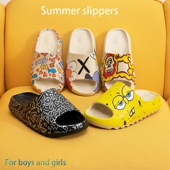 Vara papuci de casă pentru băieți și fete de uz casnic si moale la interior sandale cu talpă plană papuci pentru femei plus dimensiune femei pantofi 44 45 46