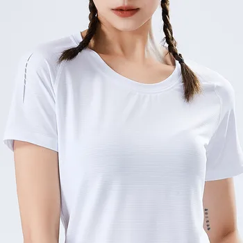 Vara pentru Femei T-Shirt Yoga Tricou Maneca Scurta Tricou Sport Execută Rapid de Uscare de Haine de Sport Respirabil Fitness Femei T-Shirt