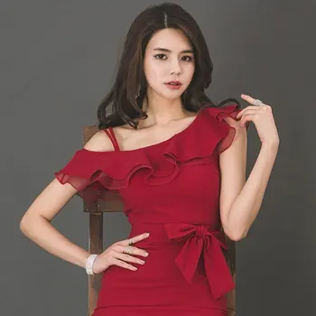 Vara sling bine rochia zburli neck spaghete slim belt split furca noua moda coreeană stil sexy petrecere de birou pentru femei rochie