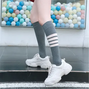Vânzare Clearance-ul Stil de Colegiu cu Dungi pentru Femei Ciorapi Japoneze Kawaii Drăguț Elevi Genunchi Șosete Mari Coapsa Inalta Șosete
