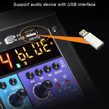 Wireless 6-Canal Mixer Audio Portabile de Sunet de Amestecare Consolă USB Interfață de Intrare de Calculator 48V Phantom Power Monitor pentru Intrare