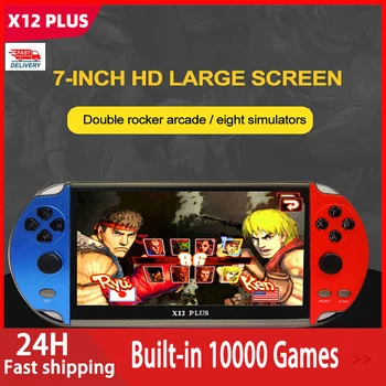 X12 Plus de 7 Inch Console de jocuri Portabile, Console de jocuri Video 16GB Built-in de 10000 de Jocuri cu Suport Multi-limbaj Potrivit Pentru GBC MD