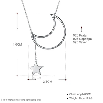 ZEMIOR Argint 925 Coliere Pentru Femei Big Moon Stele Mici Colier de Vânzare la Cald Simplu Cadou Bijuterii Fine Nouă Listă