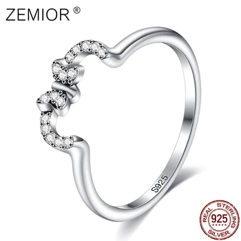 ZEMIOR Inel Elegant Pentru Femei S925 Argint Cubic Zirconia Stabilirea Bowknot Warp Inele pentru Totdeauna Sigiliu Dragostea Adevărată Bijuterii Fine