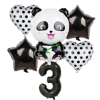 1 set de desene animate de animale panda balon de folie 32inch numărul petrecere de ziua de decorare pentru copii balon temă junglă decor petrecere