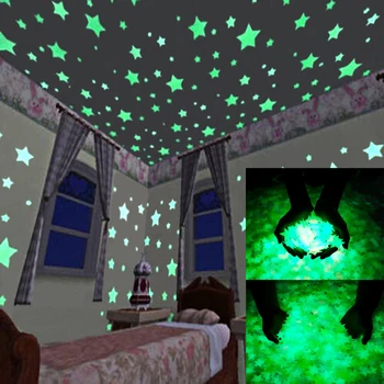 100BUC 3CM Luminos Autocolant Stea în Picioare de Perete Autocolant наклейки Camera de zi Dormitor Decor Acasă Strălucire Stele Autocolant Fluorescent