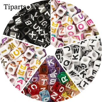 100buc/Jeleu Amestecat Scrisoare Acrilice Margele Pătrat Alfabetul Digital Cube Margele Spacer Pentru a Face Bijuterii Handmade, Diy Brățară