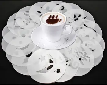 100set 16pcs/set Mucegai Cafea cu Lapte Tort Cupcake Șablon Șablon de Cafea Barista Șablon Presară Pad Duster Spray Instrumente