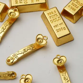 10BUC Casa Papusa Accesorii Mini Lingouri de Aur Lingouri de Aur Monede de Cupru Model Lingouri de Păpuși Ornamente Miniaturale de Aur Cărămizi