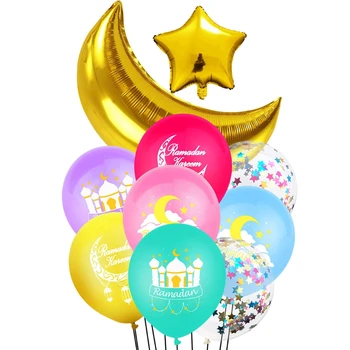 10buc Eid Mubarak Baloane Latex Ramadan Litere Star Luna Balon de Partid Decor QXNA