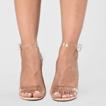 10cm de Moda Clar Tocuri pentru Femei Sandale sandale de Sticlă de Înaltă Tocuri Transparente Sandale 2021 Pantofi de Vara Dimensiuni Mari Negru