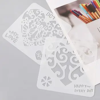 12Pcs Inima de Flori de Desen Matrite din Plastic pentru Copii Pictura Șabloane DIY Hârtie de Artă de Meșteșug Card Etichetă Album Marcaj Jucărie