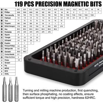 133 din 1 Surubelnita de Precizie Set de Electronice Profesionale de Reparații de Instrumente cu 119 Biti Magnetic Driver Kit și Cataramă Magnetică