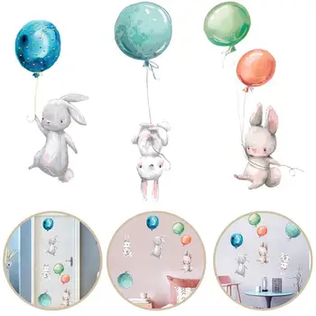 1buc Balon Colorat Iepuri Dormitor Autocolante de Perete Pentru Copii Pepinieră Decor Bunny Furnizează Cameră de Perete Pentru Copii Decal G7M4