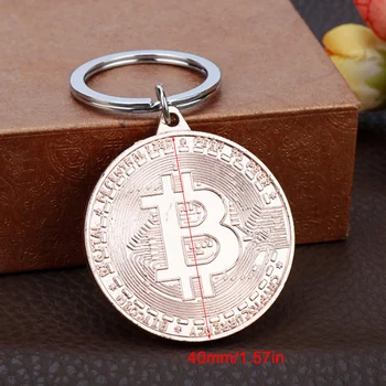 1buc Bitcoin Cheie Lanț Monede brelocuri Bijuterii Comemorative Colectoare Cheie Decorative
