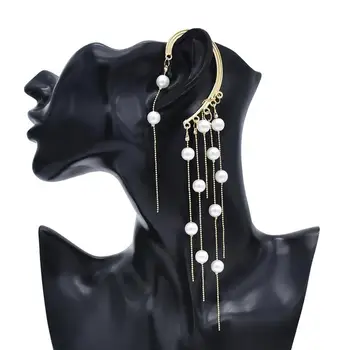1Pairs Imitație Pearl Ciucure Clip pe Cercei Piatra Acrilice Marionetă Cercei Ear Cuff pentru Femei Mireasa Petrecerea de Nunta Bijuterii
