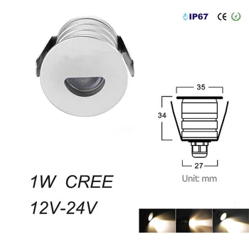 1W IP67 CREE 12V-24Vdc Mini Bec LED-uri Spotlight în aer liber, Grădină Îngropat Lumina pentru Scara Hol la fața Locului de Iluminat