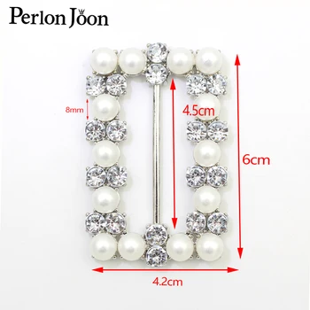 2 buc 6cm(interior 4,5 cm) dreptunghi perle Acrilice rhinestons rochie de mireasa panglică de argint crystal curea buckel accesorii KT023