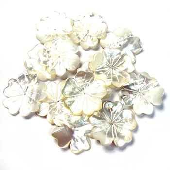 2 buc Carven Alb Shell Flori Naturale Pure Material Petale de Flori 3D Margele pentru Handmade Colier DIY Bijuterii