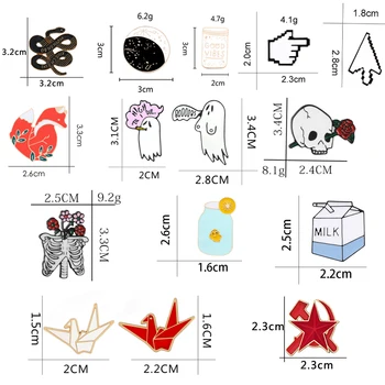 2 buc/set Email Pin Set Craniu Fox Șarpe Fantomă Pasăre Săgeată Cupa Brosa Sac de Haine Pin Rever Insigna de Desene animate Drăguț Animale de Bijuterii Cadou