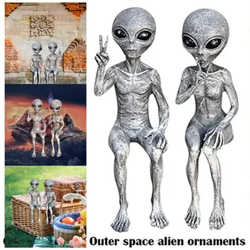 2 Plus Dimensiune Spatiu Extraterestru Statuie Marțienii Copilul Cadru Statuie de Gradina Jucarii Model Domnul Oase Schelet Cadou Decor Picătură navă
