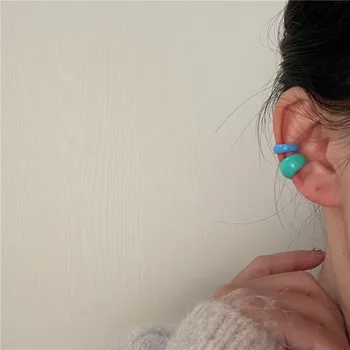2021 Coreea Drăguț Estetice Colorate Picură Ulei De Metal Geometrice În Formă De C Ear Clip Cupru Ear Cuff Pentru Femei Fete Cadouri Bijuterii