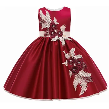 2021 Dantelă Fără Mâneci Broderie Rochie De Printesa Pentru Copii Haine Pentru Flori Fete Petrecere De Nunta Uzură Formale Pentru 3-10 Ani Costum