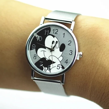 2021 Moda Mickey Ceas Femei Bărbați Din Oțel Inoxidabil Casual Cuarț De Înaltă Calitate Ceas Cadou Rochia Reloj Mujer Kobiet Zegarka