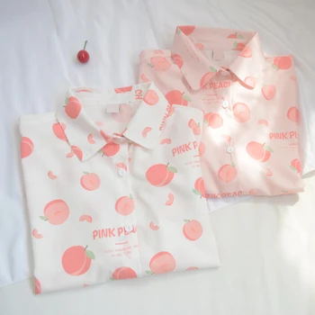 2021 Moda Roz Piersica Imprimare Femei Bluze Elegante De Vara Harajuku Epocă Kawaii Maneci Scurte Rândul Său, În Jos Guler Alb Tricou Top