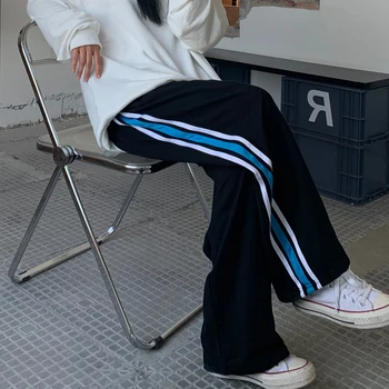2021 Pantaloni pentru Femei de Vara Model cu Dungi Mare Elastic Talie Pantaloni pentru Femei Vrac Casual pentru Femei pantaloni de Trening Moda coreeană
