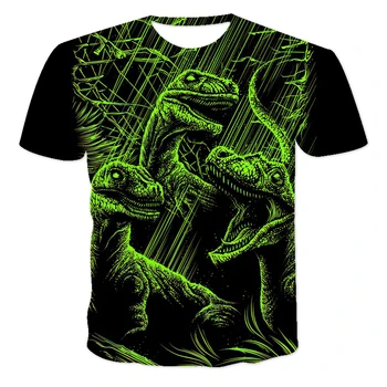 2021 Îmbrăcăminte pentru Copii Dinozaur 3D de Imprimare T-shirt Amuzante Fete Haine de Vara cu Maneci Scurte T-shirt-uri Hip-Hop Îmbrăcăminte Pentru Băieți