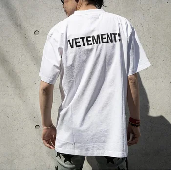 2021ss VETEMENTS Logo T-shirt Barbati Femei Tricou Fata Spate Galben Mare Scrisoare de Imprimare Vetements VTM Topuri Tee