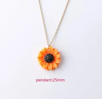 2mm lanț Nou de Floarea-soarelui Pandantiv Colier Mic Daisy Flori Farmecul Colier Pandantiv Pentru Femei Jewerly Trei Dimensiuni