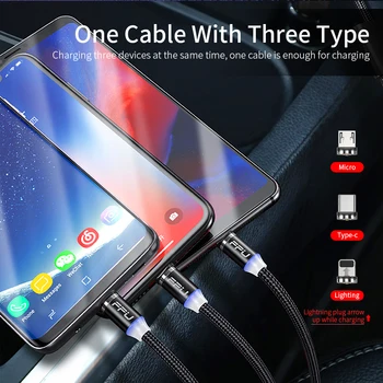 3 In 1 Magnetic Micro Cablu Telefon Mobil de Încărcare Rapidă Magnet Tip C Cablul de Sârmă Pentru iPhone Xiaomi 3in1 Multi Magnet Cablu USB-C
