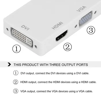 3 în 1 Port Thunderbolt Mini Displayport, DVI, VGA, Display Port Cablu Adaptor pentru Mac Macbook Air, iMac Microsoft Surface Pro